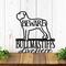 Bullmastiffs Live Here metal sign with Beware, in matte black powder coat.